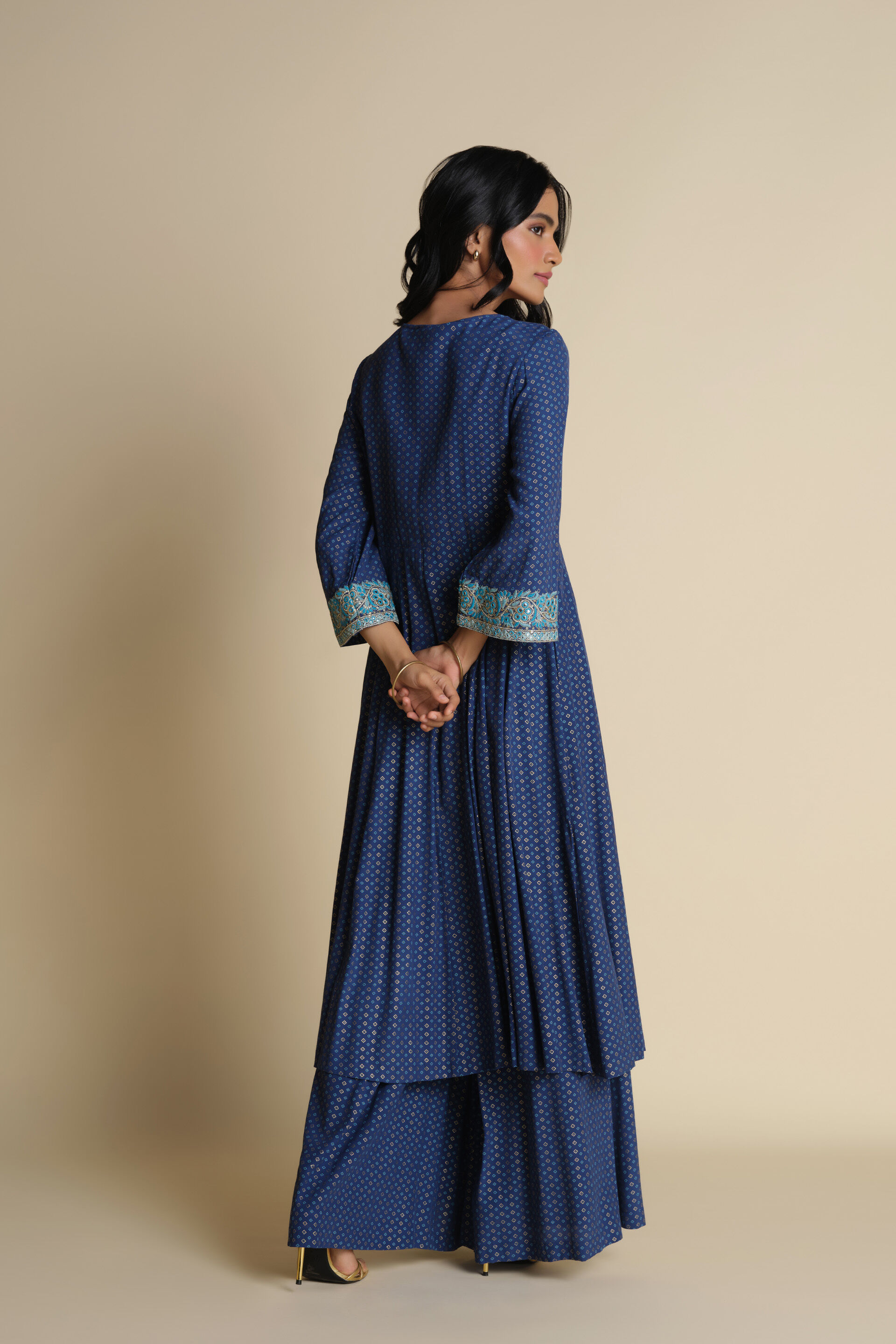Megh Anarkali Set, Blue, image 3